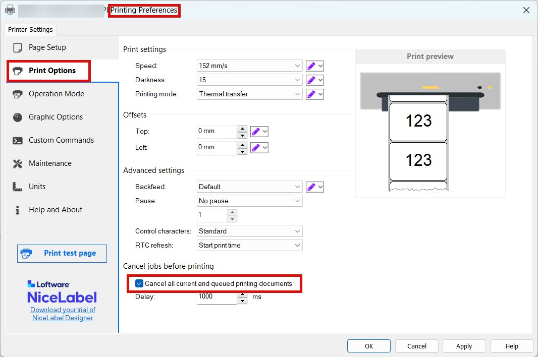 Delete print jobs from printers – NiceLabel Help Center